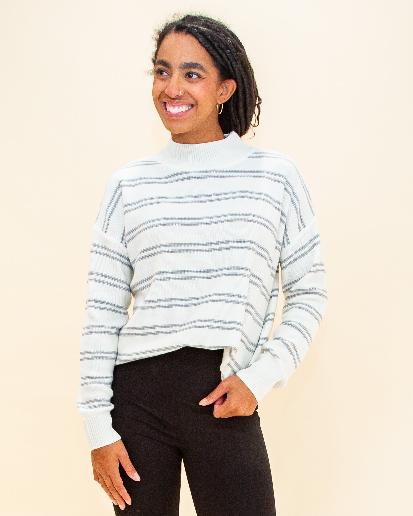 Smart Stripes Sweater in Ivory (8768868450555)