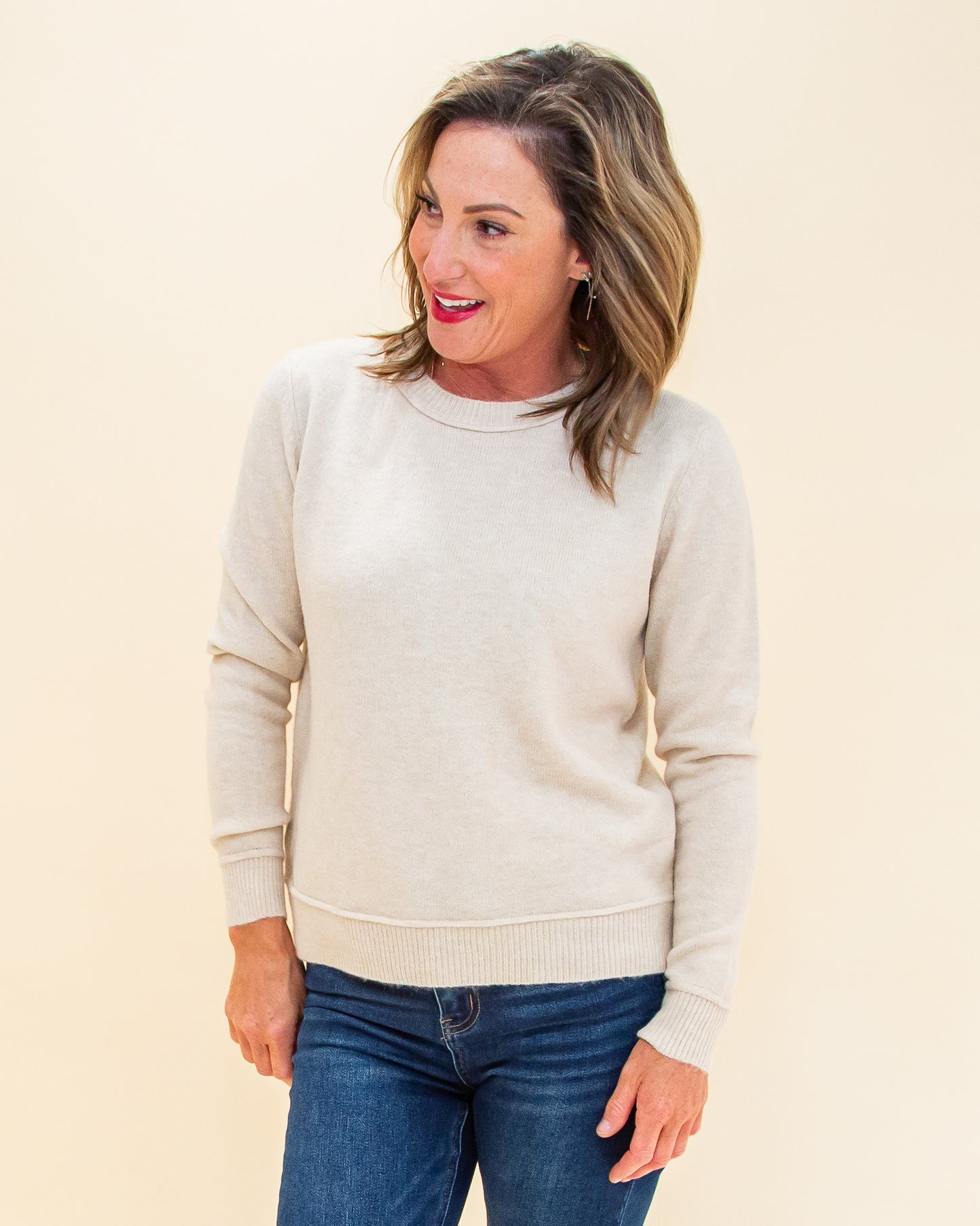 Classic Charm Sweater in Cream (8768867238139)