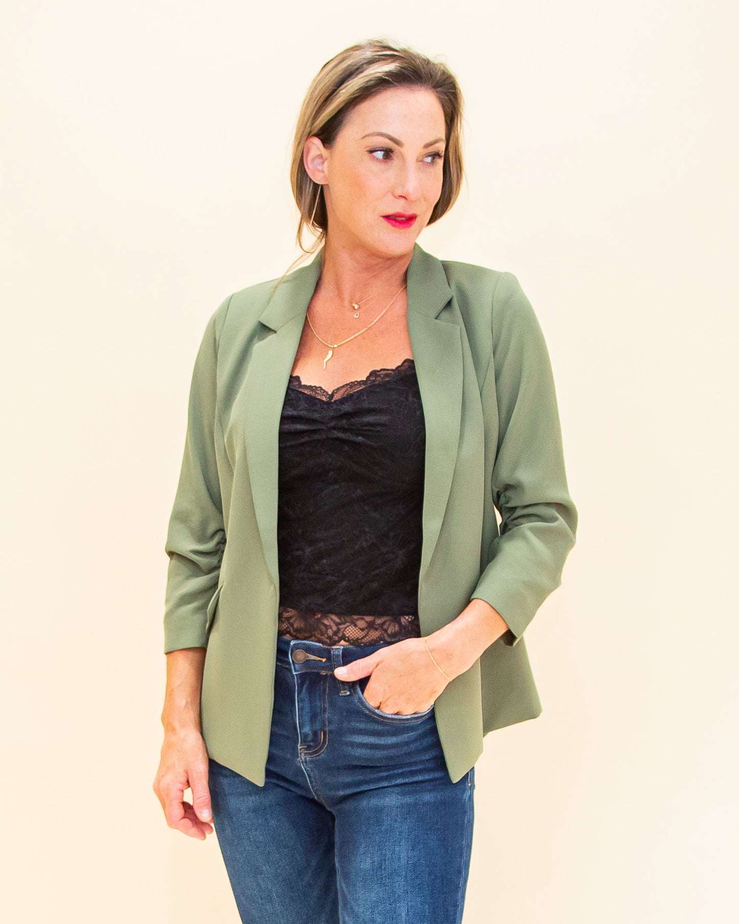 Monday Mood Blazer in Olive (8775052951803)