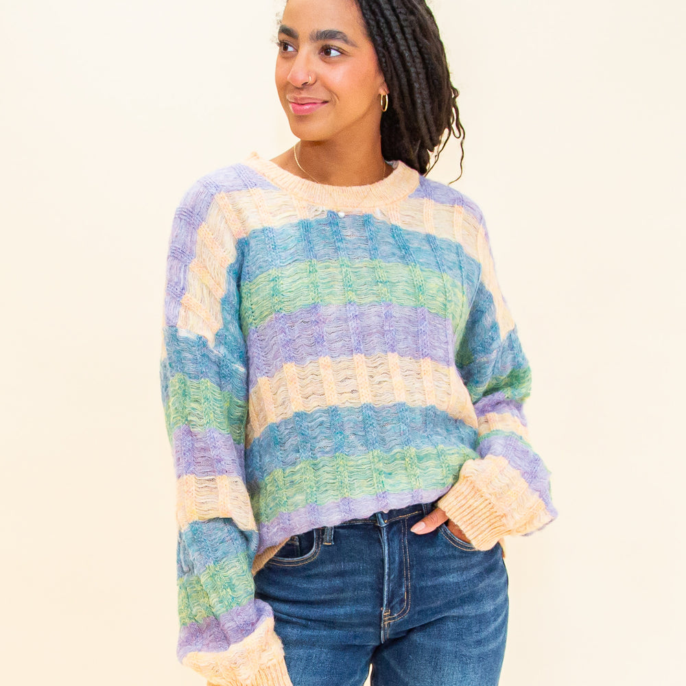 Color Me Stoked Sweater in Blue Mix (8734326948091)