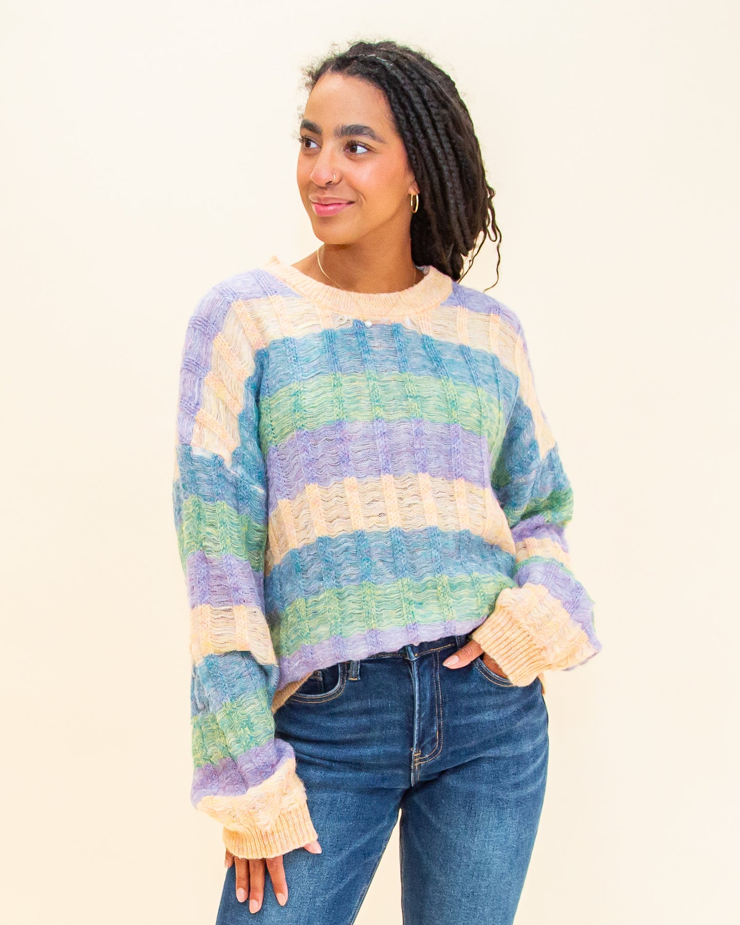 Color Me Stoked Sweater in Blue Mix (8734326948091)