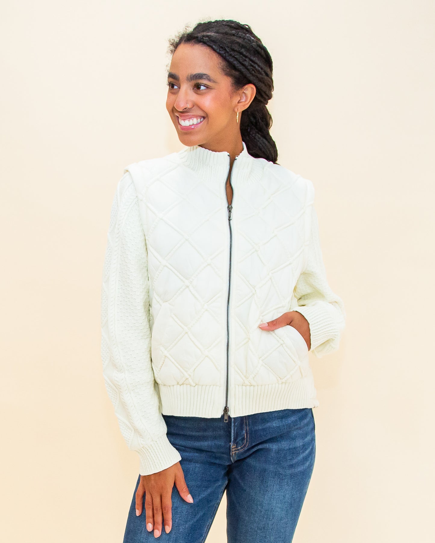 In Season Sweater Jacket in Ivory (8769272414459)