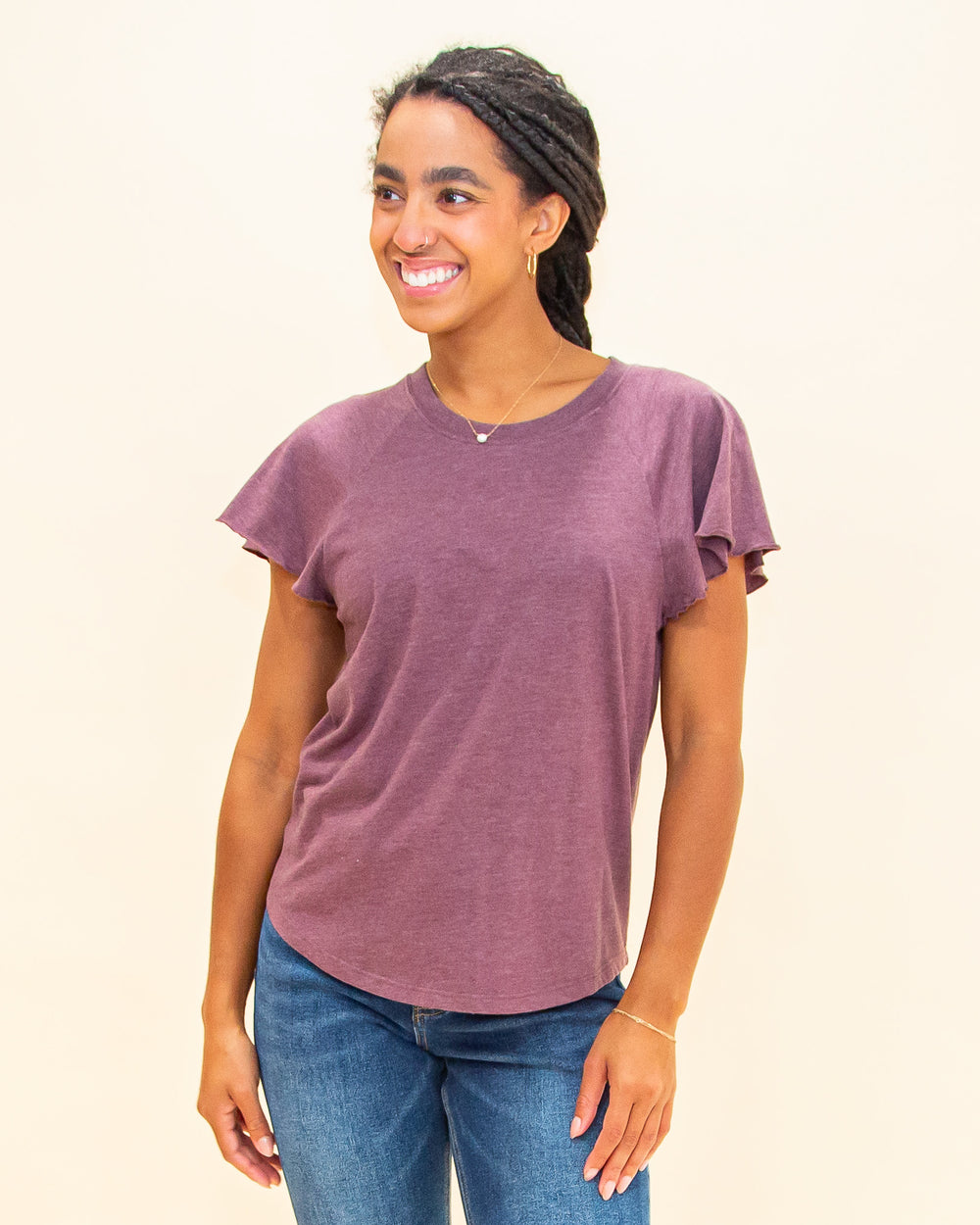 Abby Flutter Tee in Cocoa Berry (8323545759995)