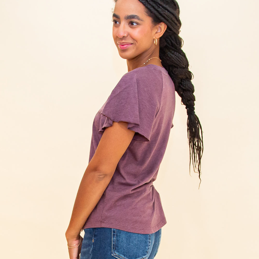 Abby Flutter Tee in Cocoa Berry (8323545759995)