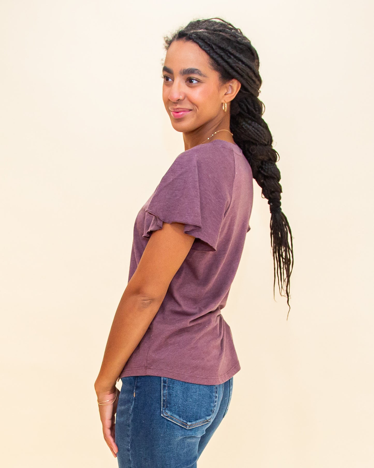 Abby Flutter Tee in Cocoa Berry (8323545759995)