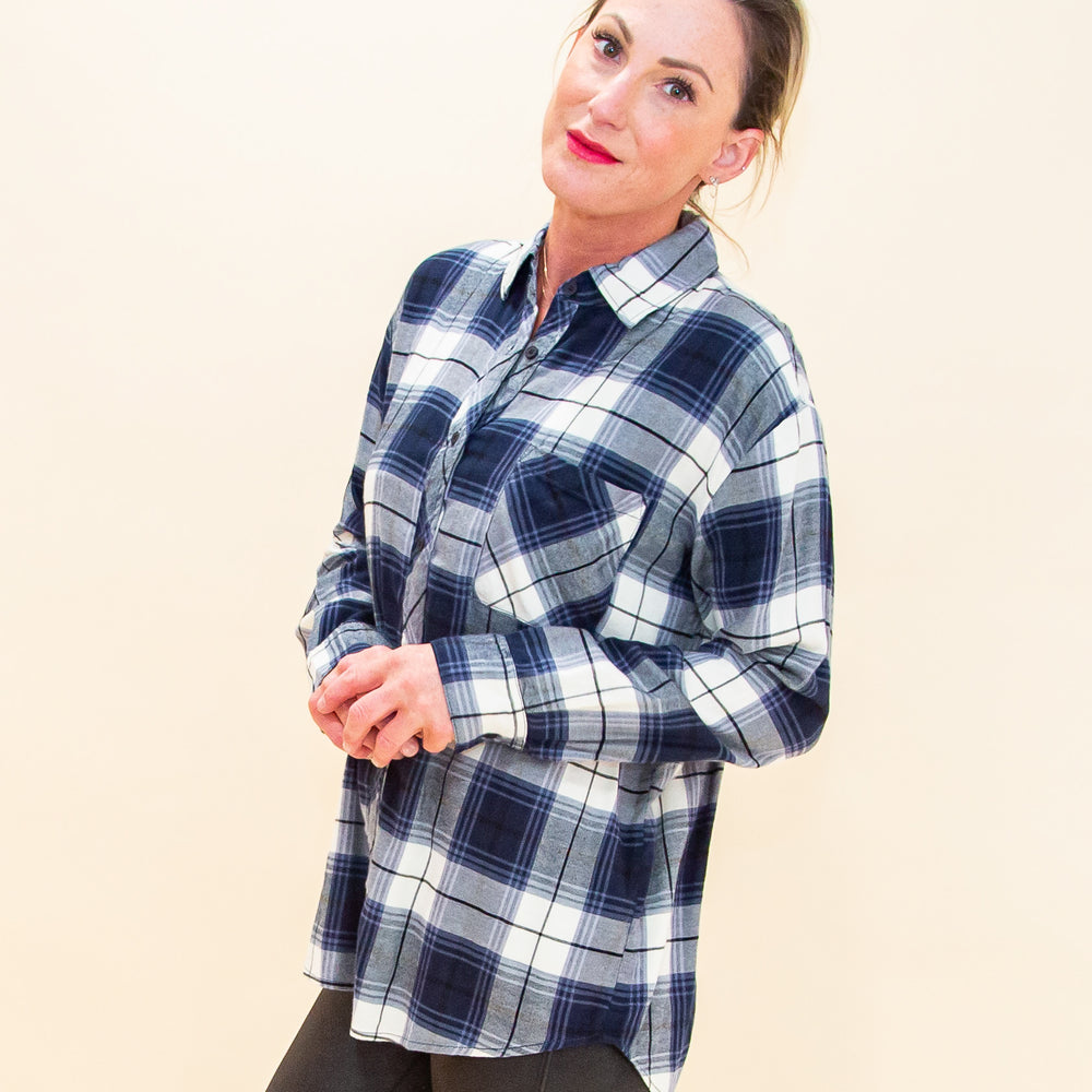 Never Enough Flannel in Navy (8768867500283)