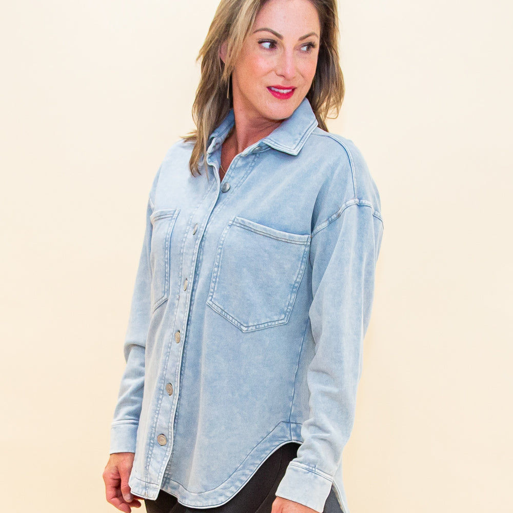 Want You Close Shacket in Light Chambray (8769058767099)