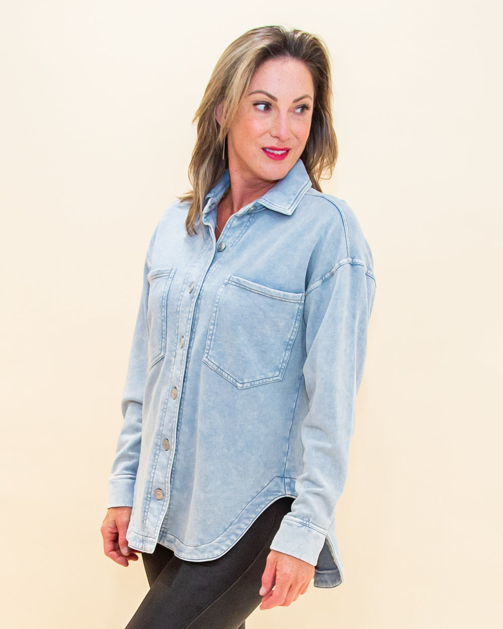 Want You Close Shacket in Light Chambray (8769058767099)