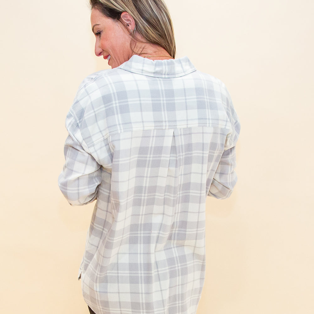 
                  
                    Fall Is Near Light Flannel Shacket in Heather Grey (8768867533051)
                  
                