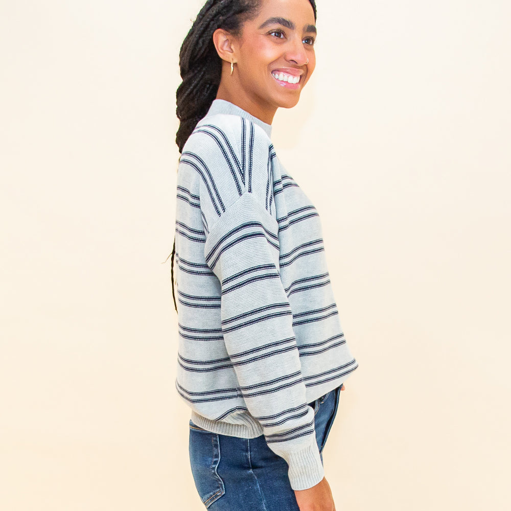 Smart Stripes Sweater in Heather Grey (8768868385019)