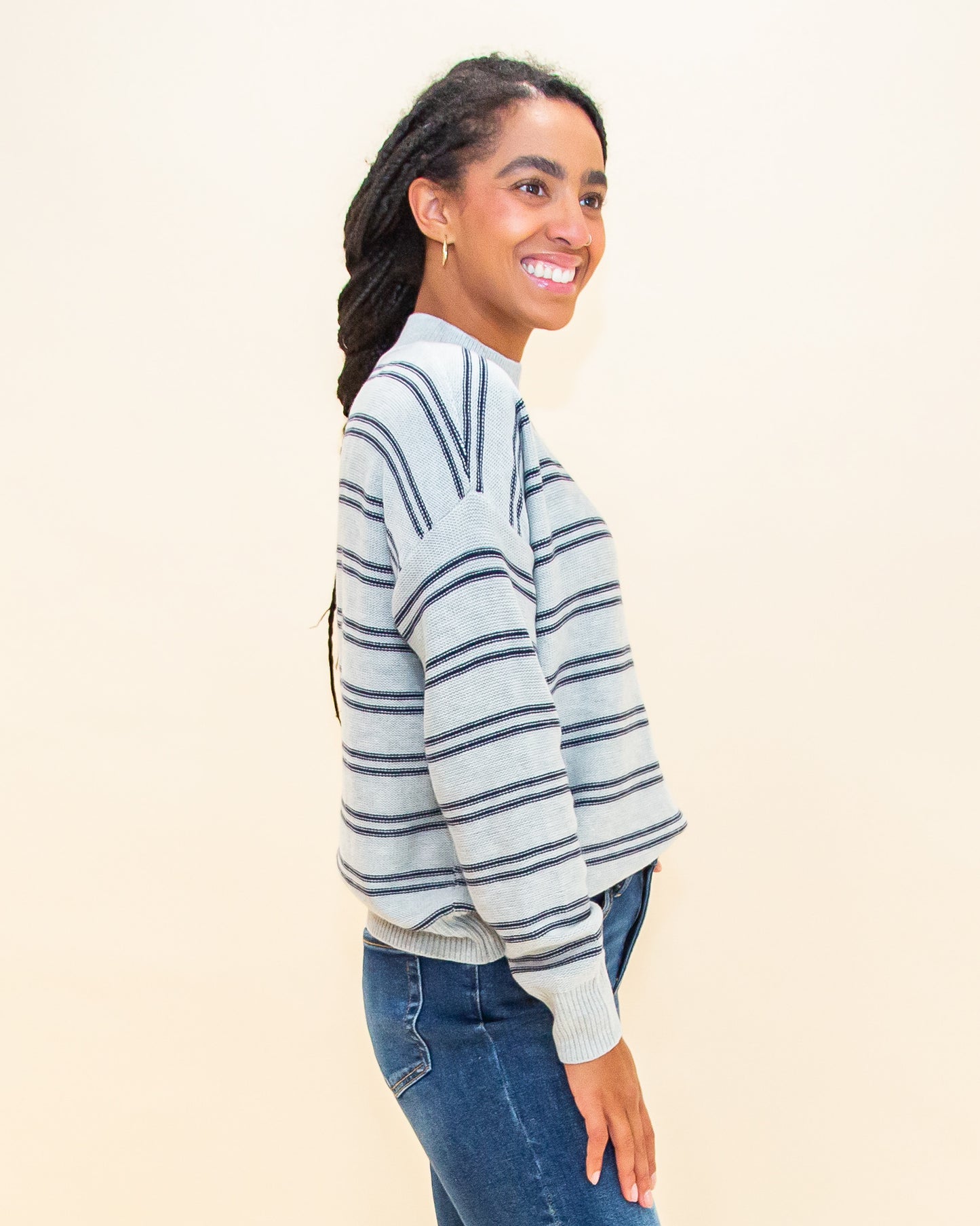 Smart Stripes Sweater in Heather Grey (8768868385019)