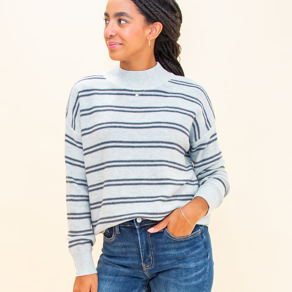 Smart Stripes Sweater in Heather Grey (8768868385019)