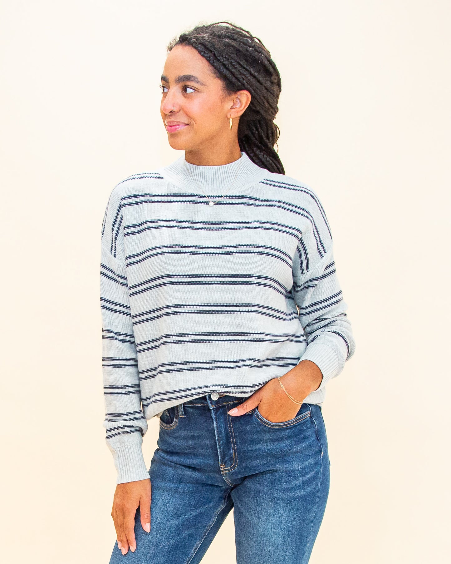 Smart Stripes Sweater in Heather Grey (8768868385019)