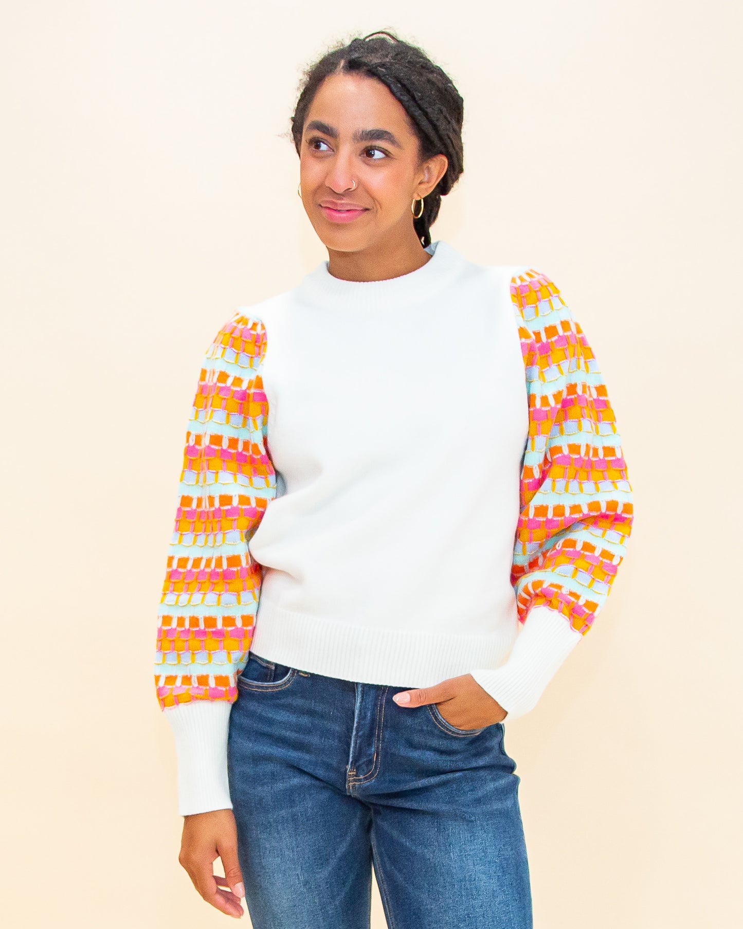 Spark of Joy Sweater in White (8774417711355)