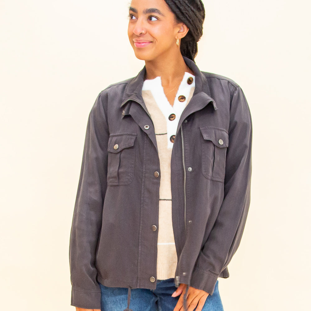 Cool Days Utility Jacket in Charcoal (8768867598587)