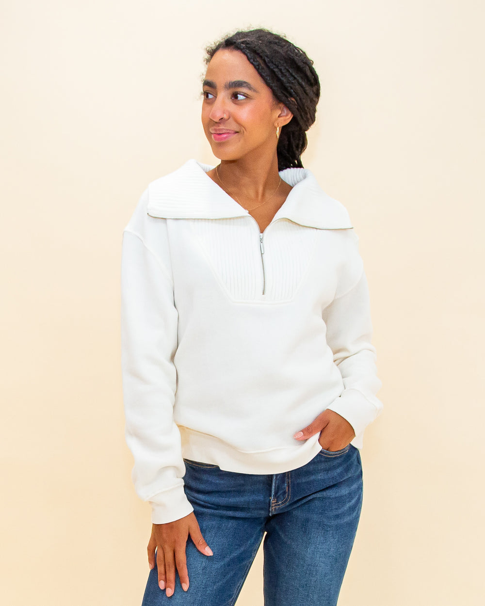 Sonata Fleece Sweatshirt in Sea Salt (8323545235707)