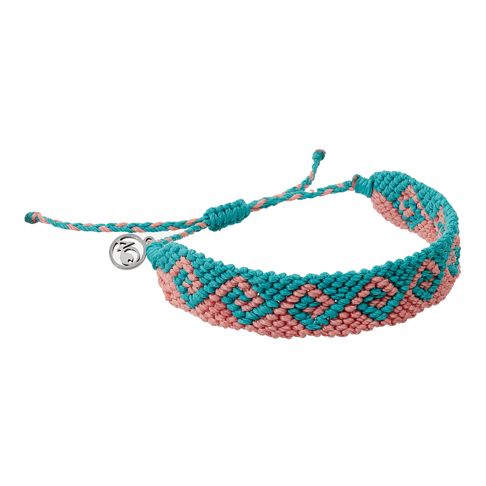 4ocean Bali Wave Braided Bracelet-Coral & Turquoise [6-pack] (8893059793147)