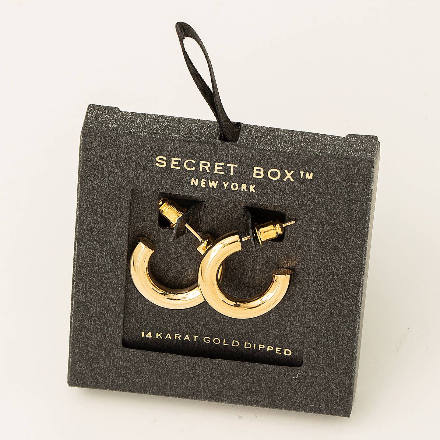 Secret Box Gold Dipped Hoop Earrings: GD (9090434760955)