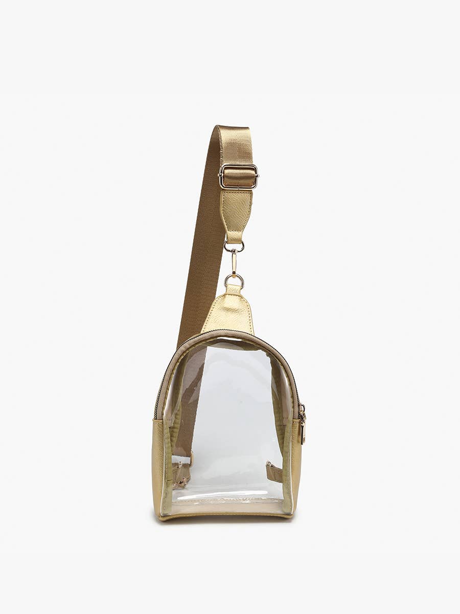 M2436CR Ellen Clear Sling Bag w/ Removable Guitar Strap: Gold (8894443421947)