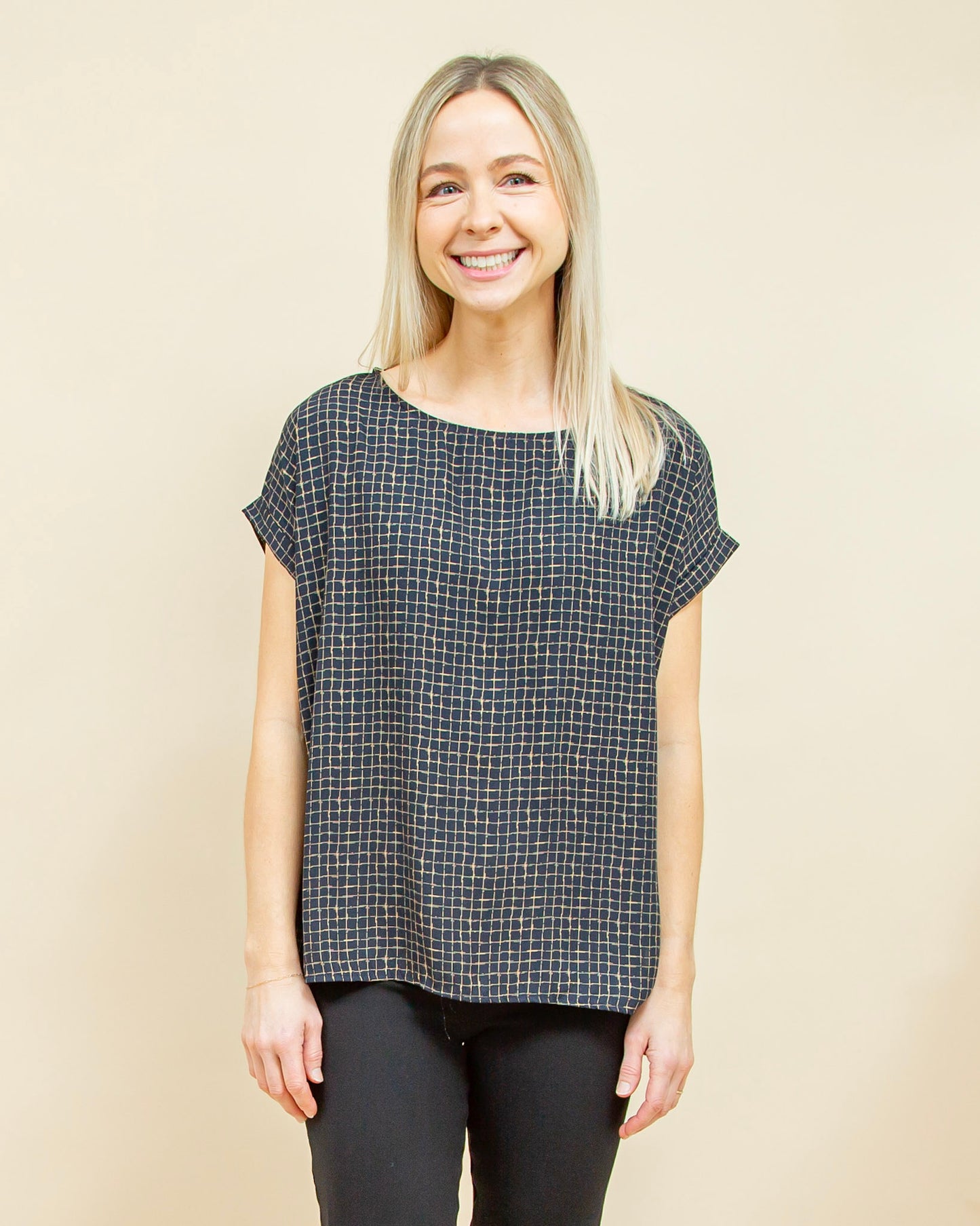 Next In Line Top in Navy/Taupe (8921867518203)