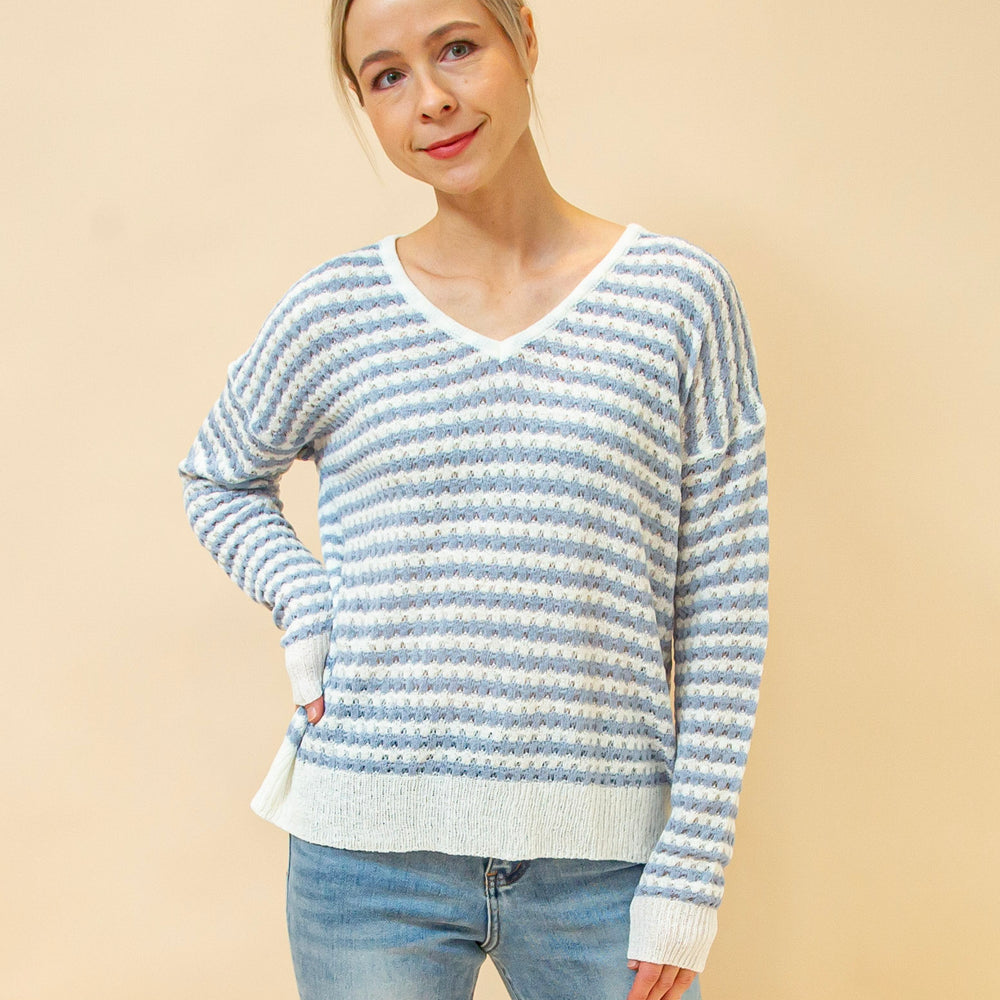 Serene Days Stripe Sweater in Blue (8931861004539)