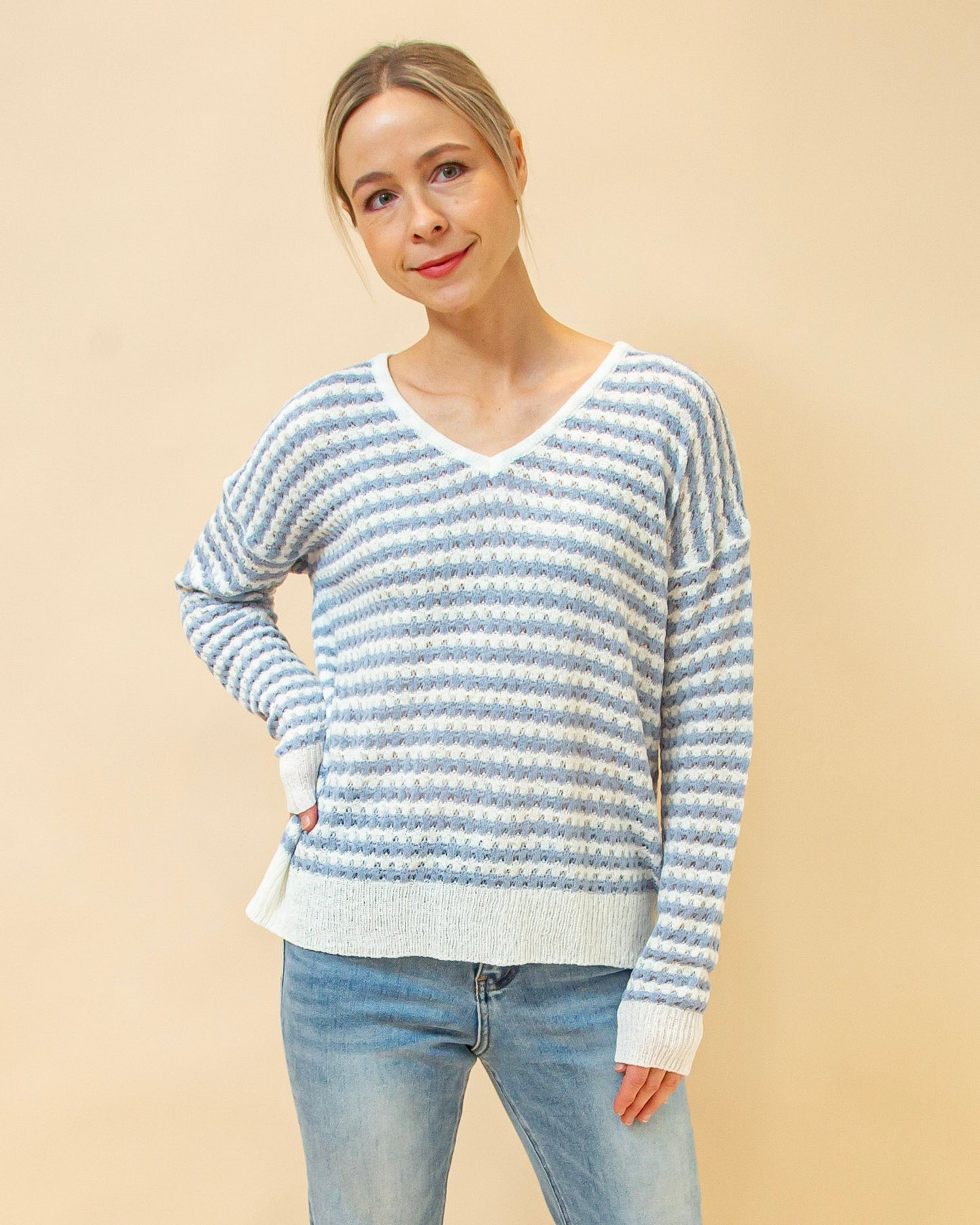 Serene Days Stripe Sweater in Blue (8931861004539)