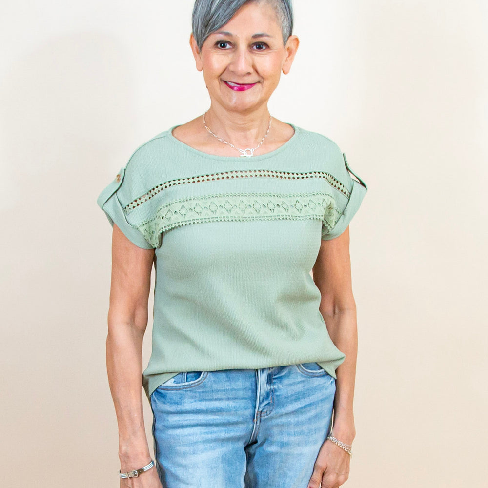Sweet Intentions Top in Light Olive (8988221669627)