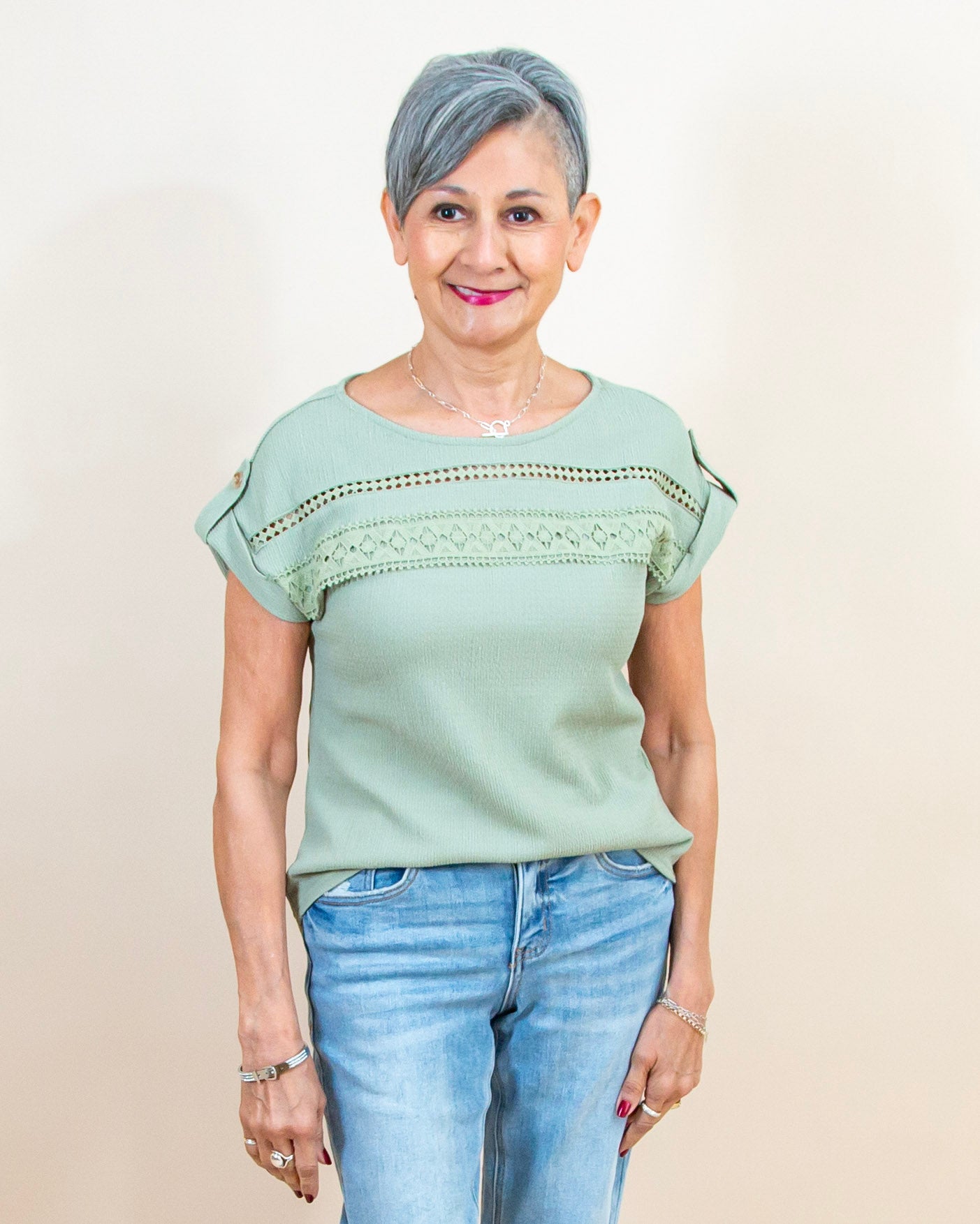 Sweet Intentions Top in Light Olive (8988221669627)