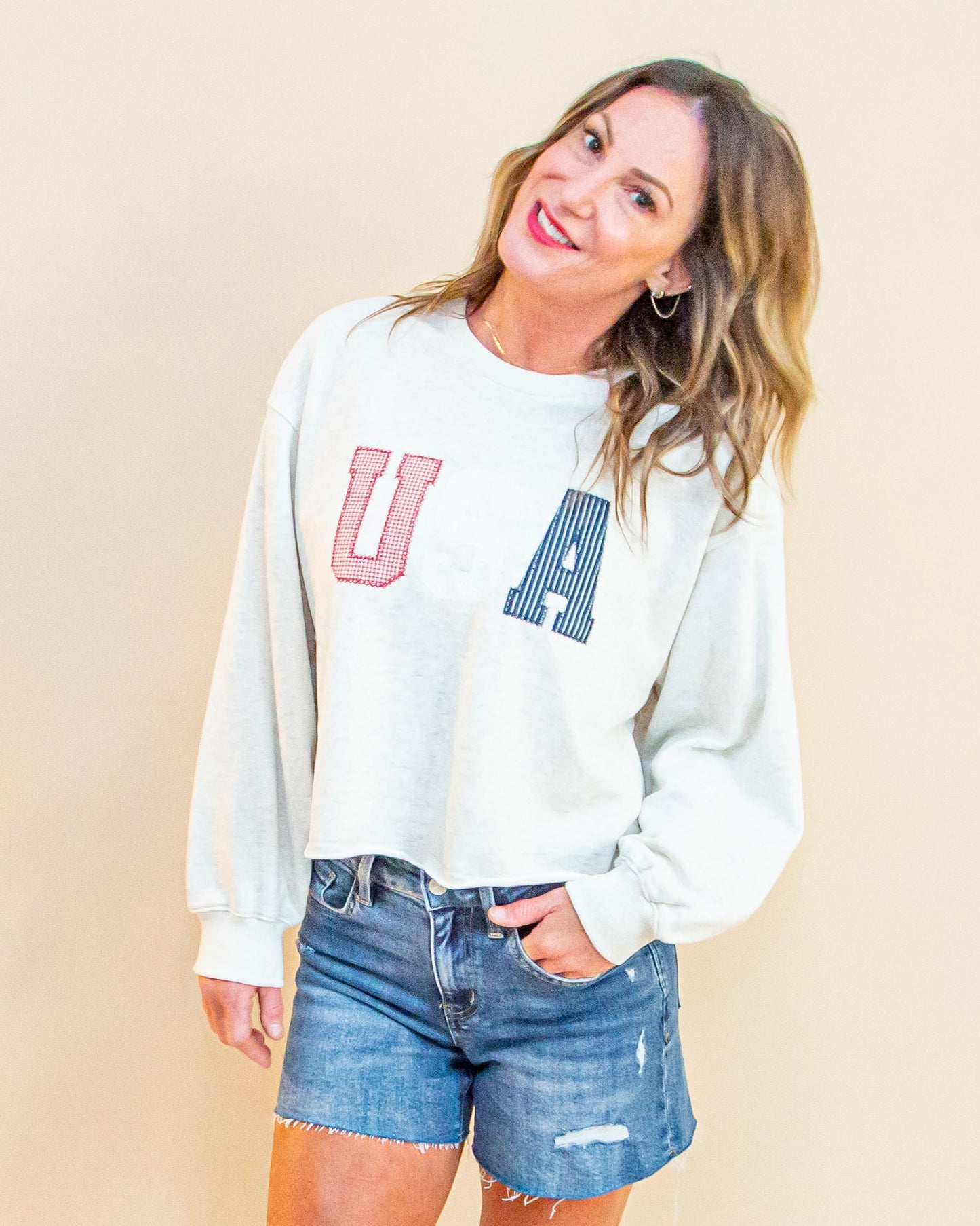 Sweet Home USA Crewneck in Light Heather Grey (8965989105915)