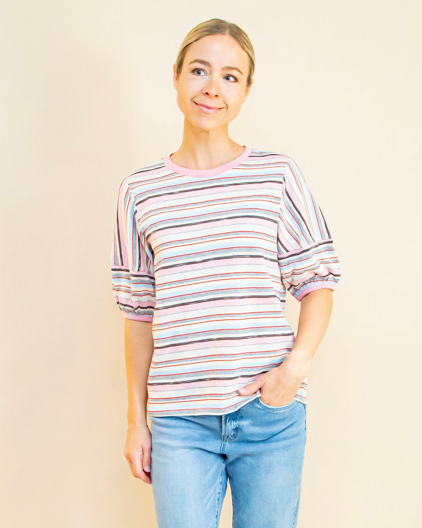 Striped & Sweet Top in Pink (9015429005563)