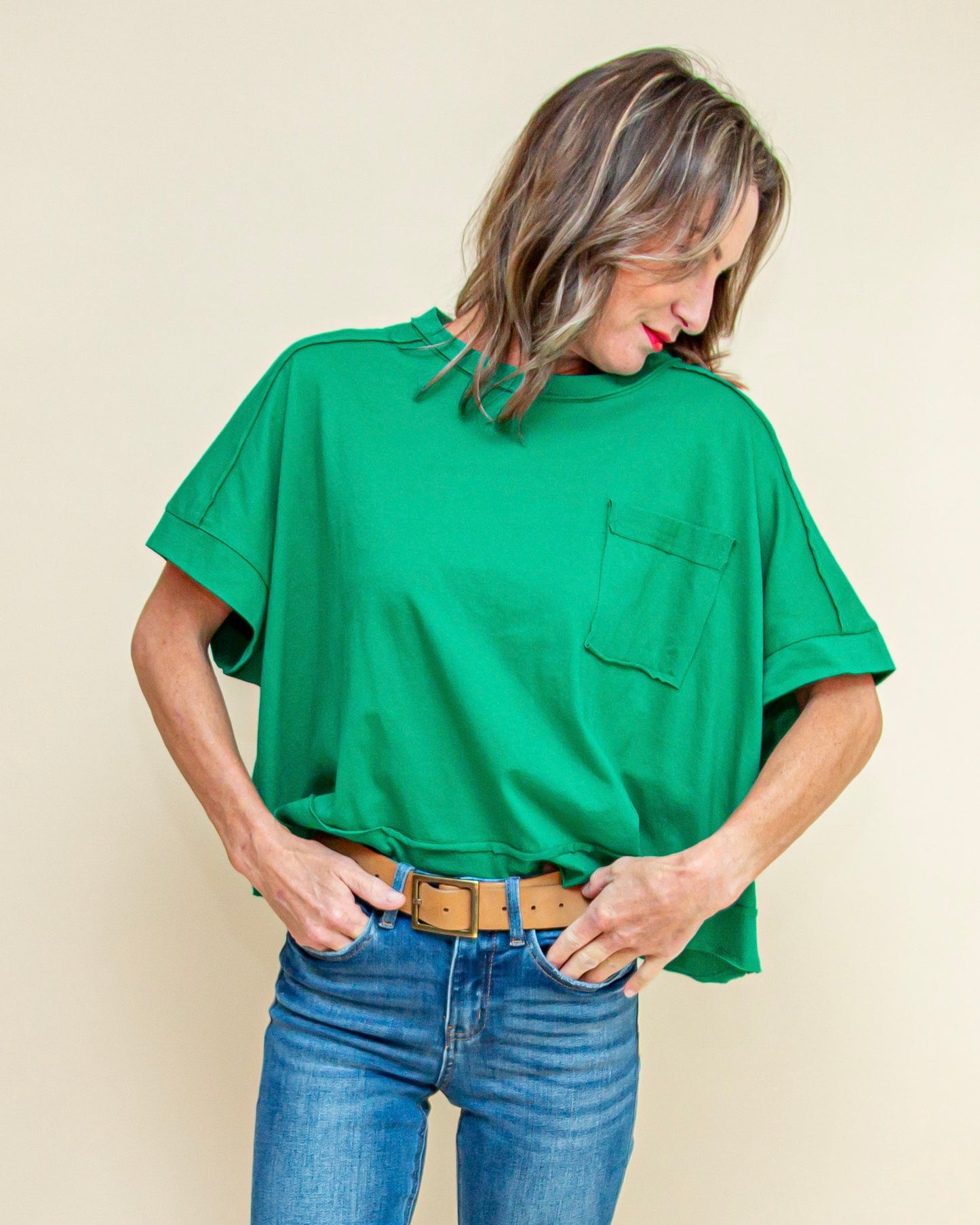 Can't Go Wrong Crop Tee in Kelly Green (9108255736059)
