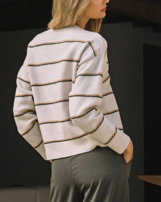 Between the Lines Sweater in Ivory/Camel/Olive (9090328428795)