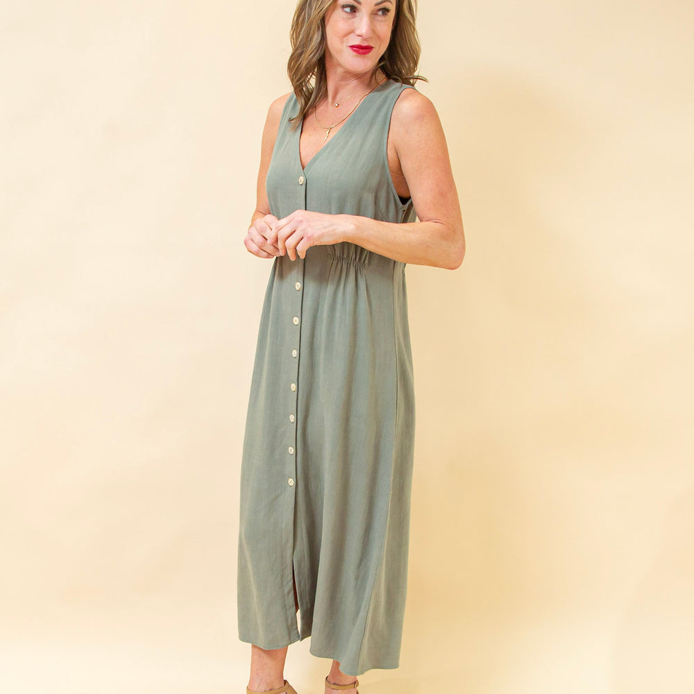 
                  
                    One Step Away Dress in Olive (8940314132731)
                  
                