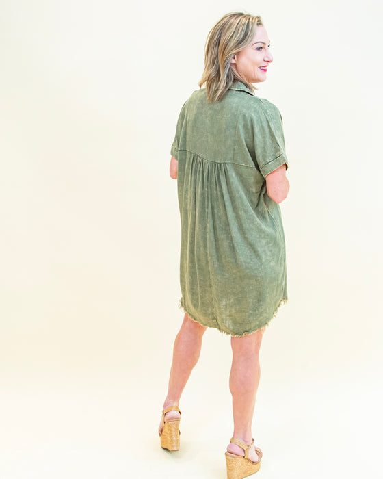 Love To Lounge Dress in Lt Olive (8373357969659)