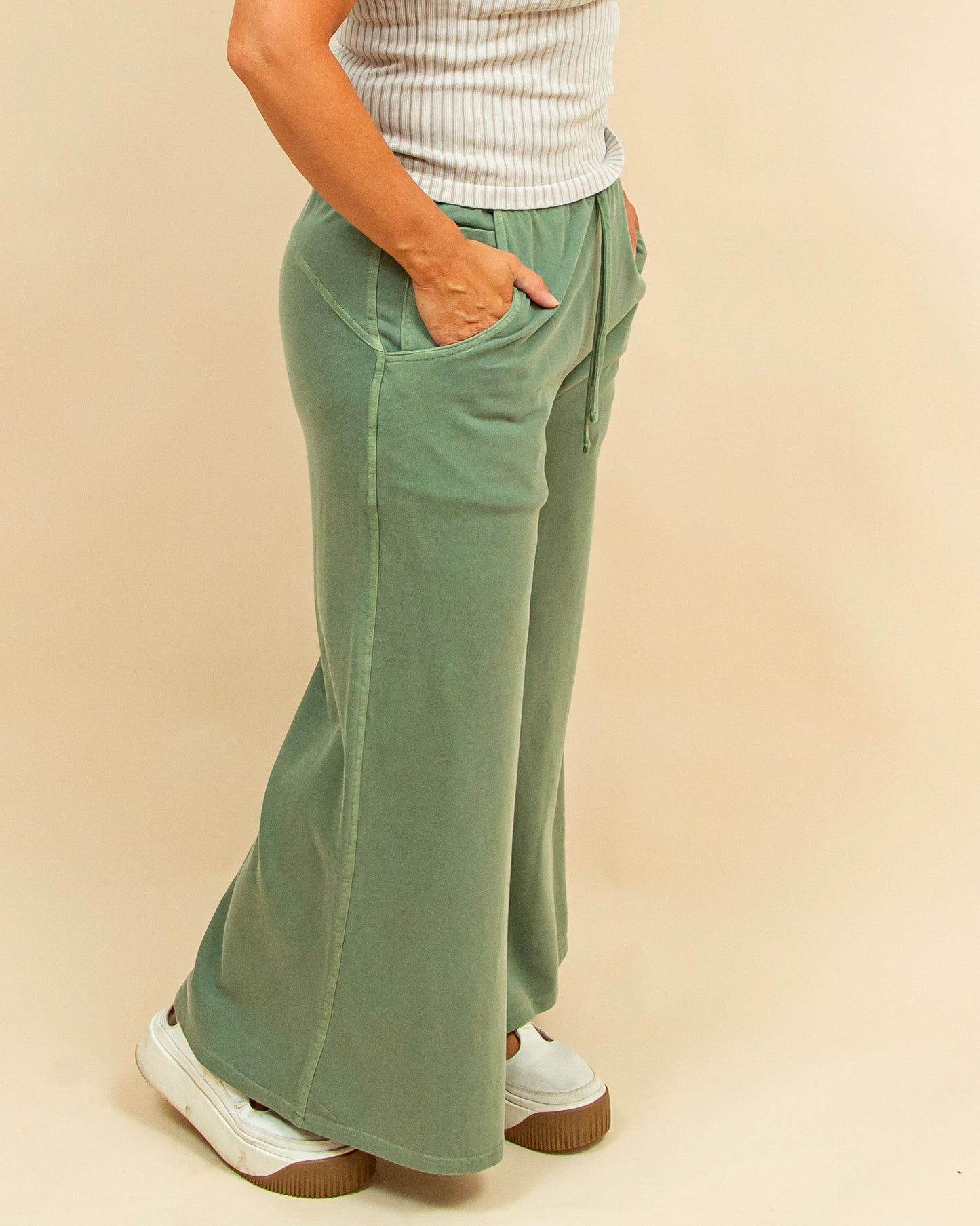 Staying In Style Pants in Light Olive (9042607374587)