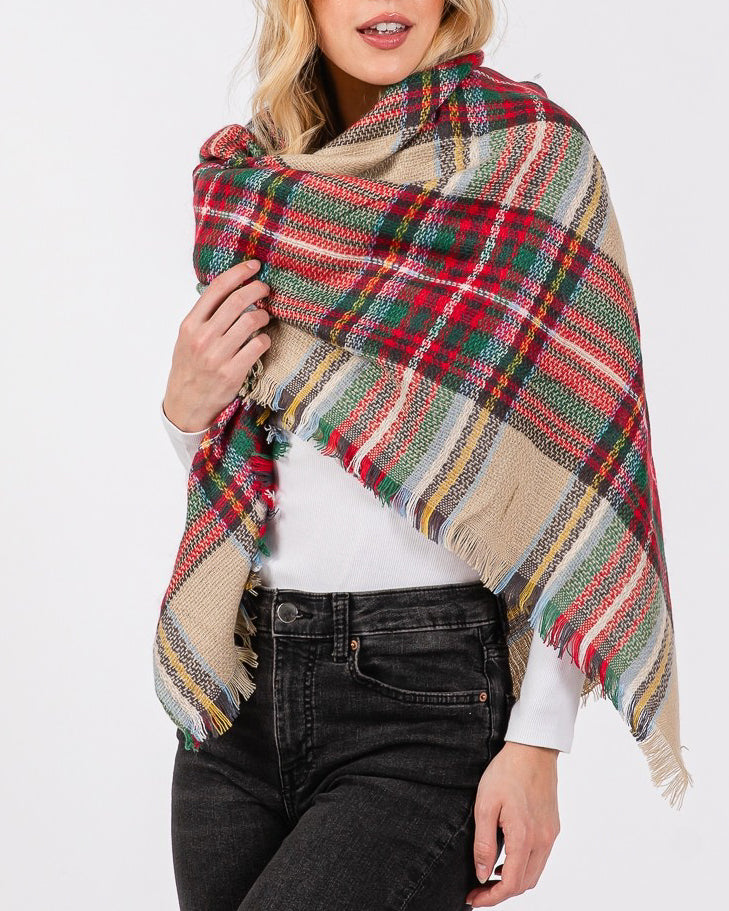 
                  
                    Beige Plaid Oblong Scarf (8852717469947)
                  
                