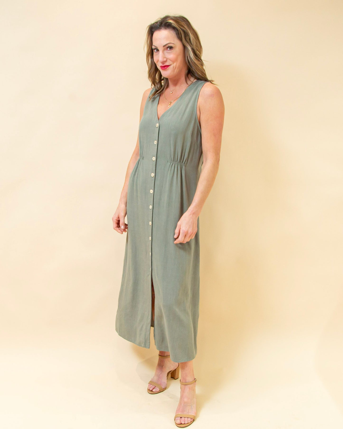 One Step Away Dress in Olive (8940314132731)