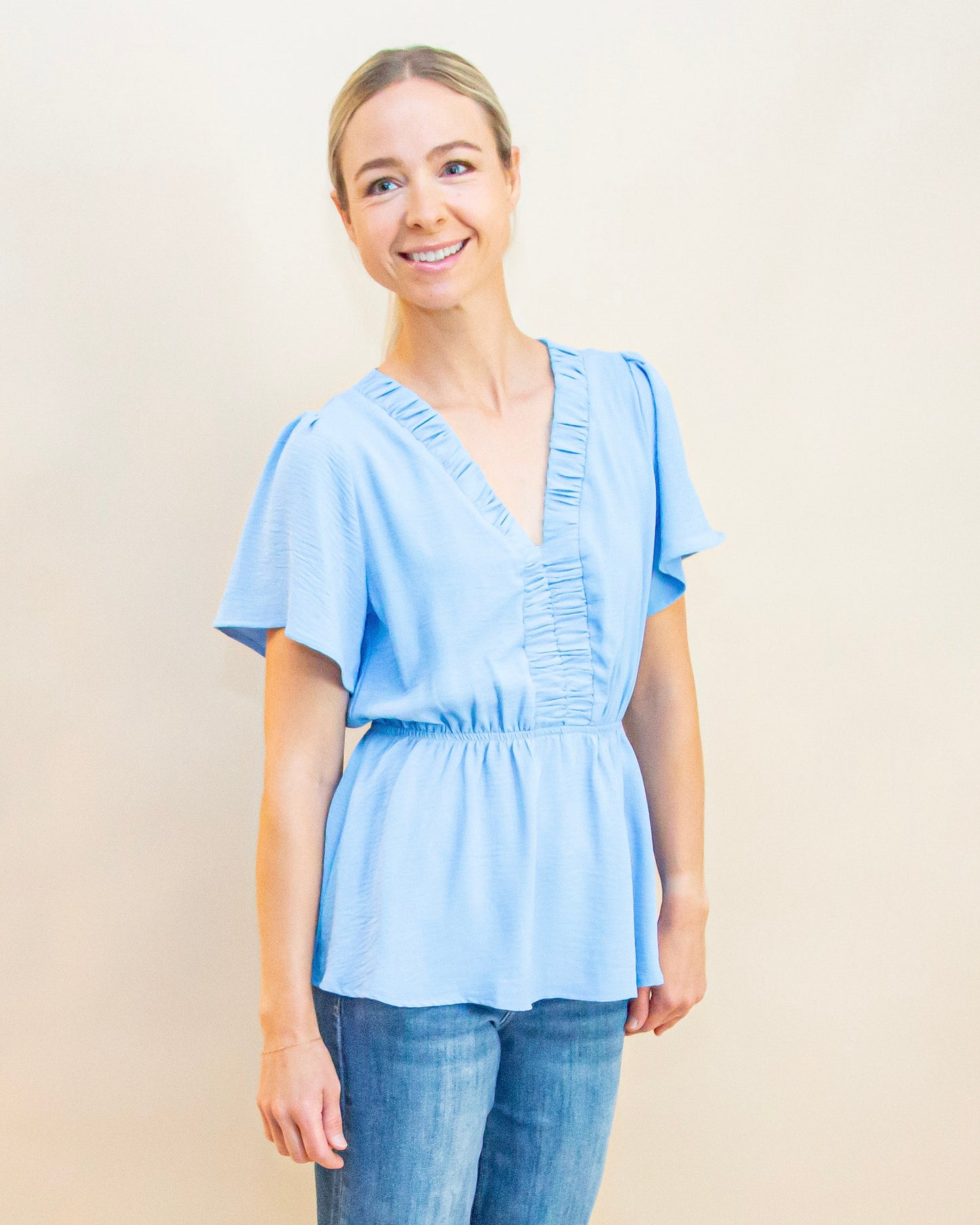 Soft Flutter Top in Blue (8965989073147)