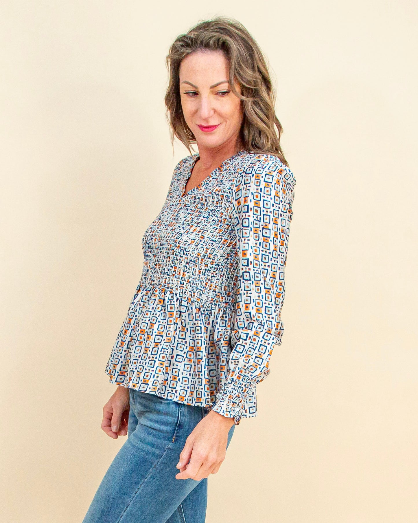 All the Right Angles Blouse in Cream (9089268482299)
