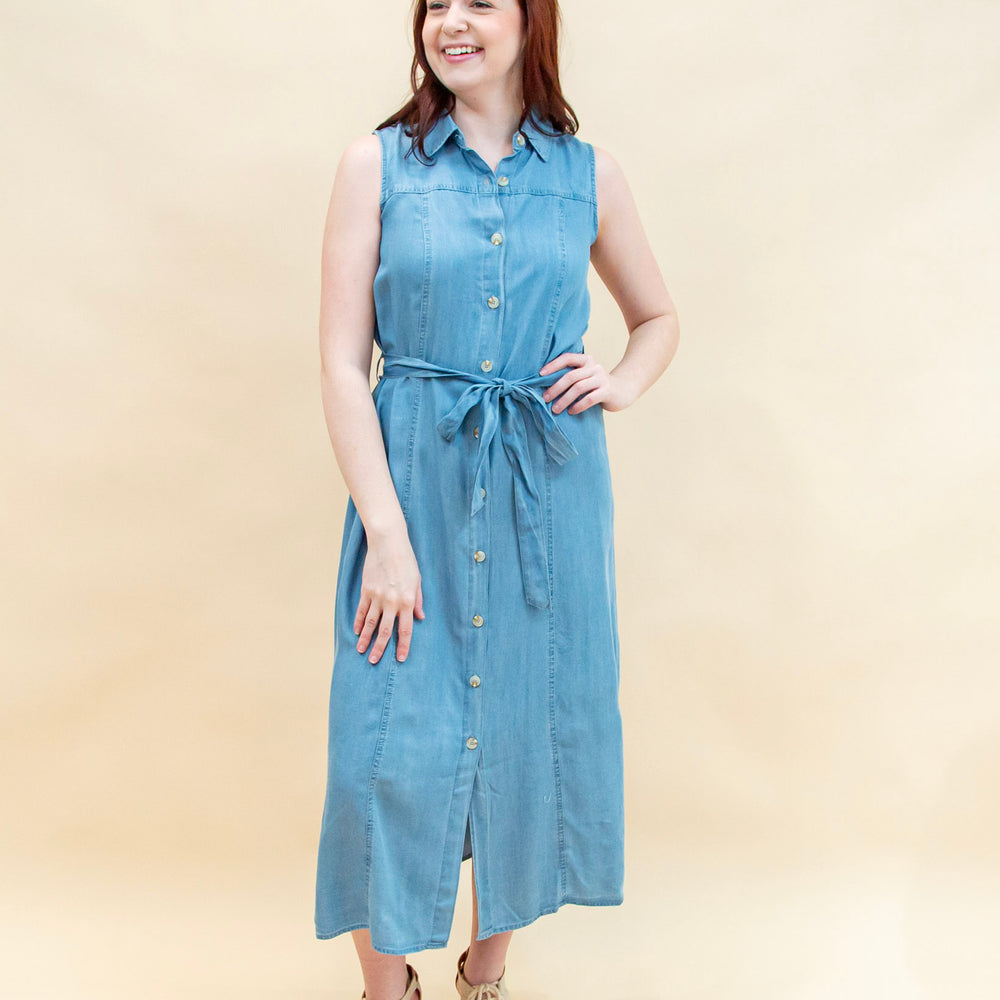 Curated Charm Midi Dress in Chambray (8955518812411)