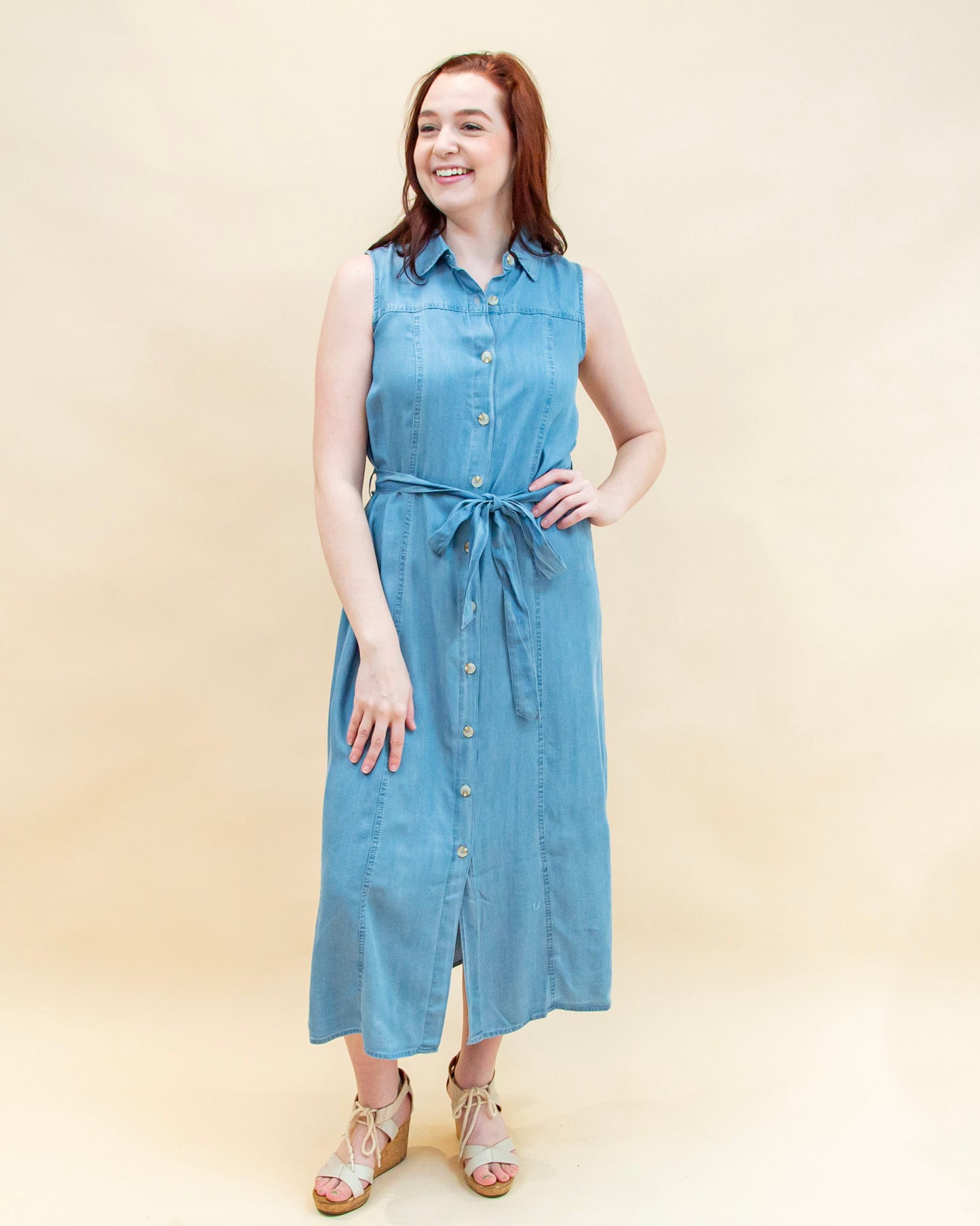 Curated Charm Midi Dress in Chambray (8955518812411)