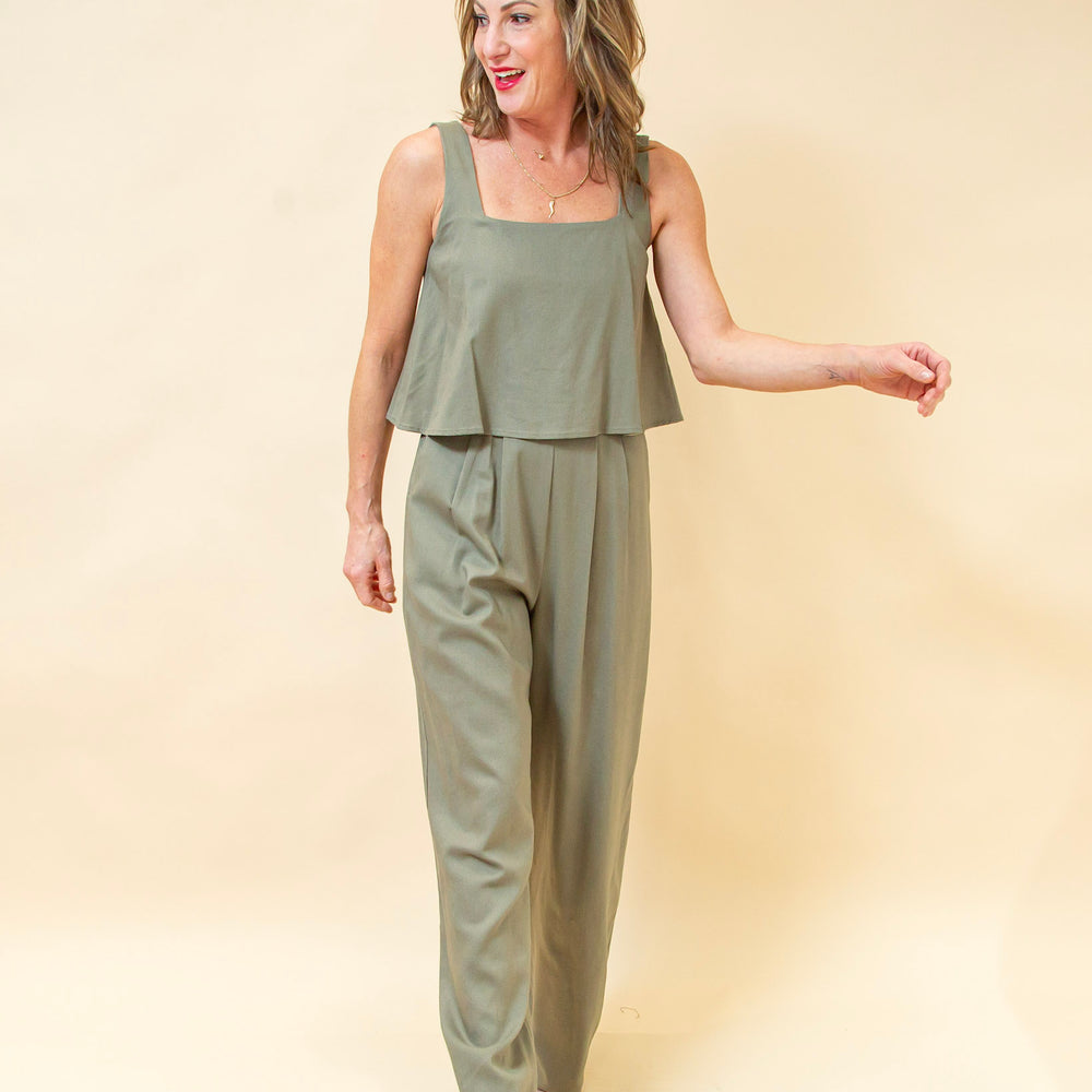 
                  
                    Open Opportunities Jumpsuit in Olive (8940314198267)
                  
                