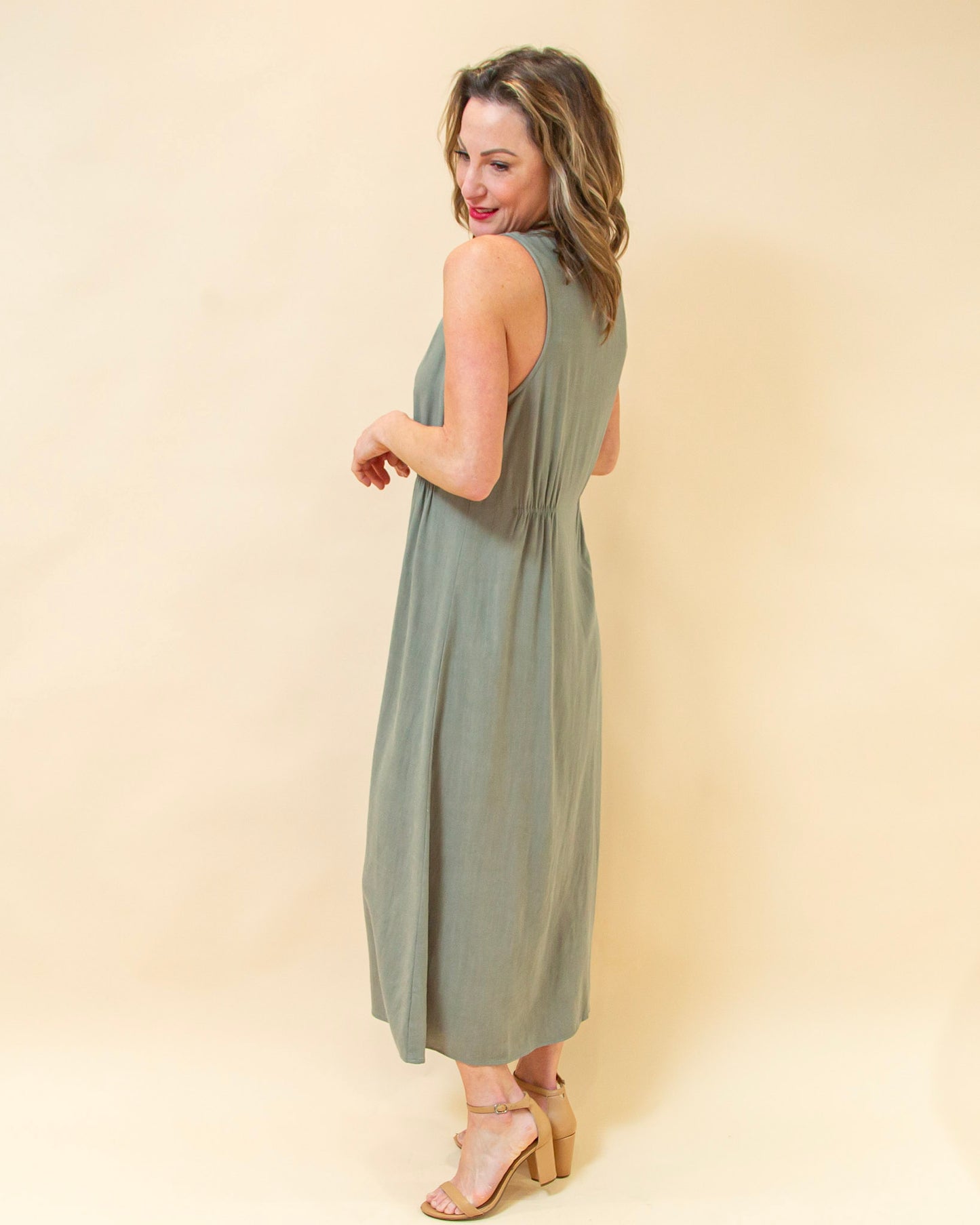 One Step Away Dress in Olive (8940314132731)