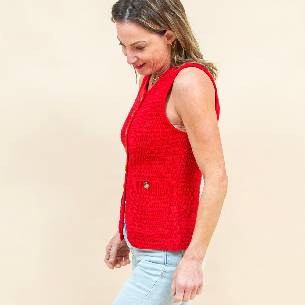 Classic Affair Sweater Vest in Red (8965988614395)