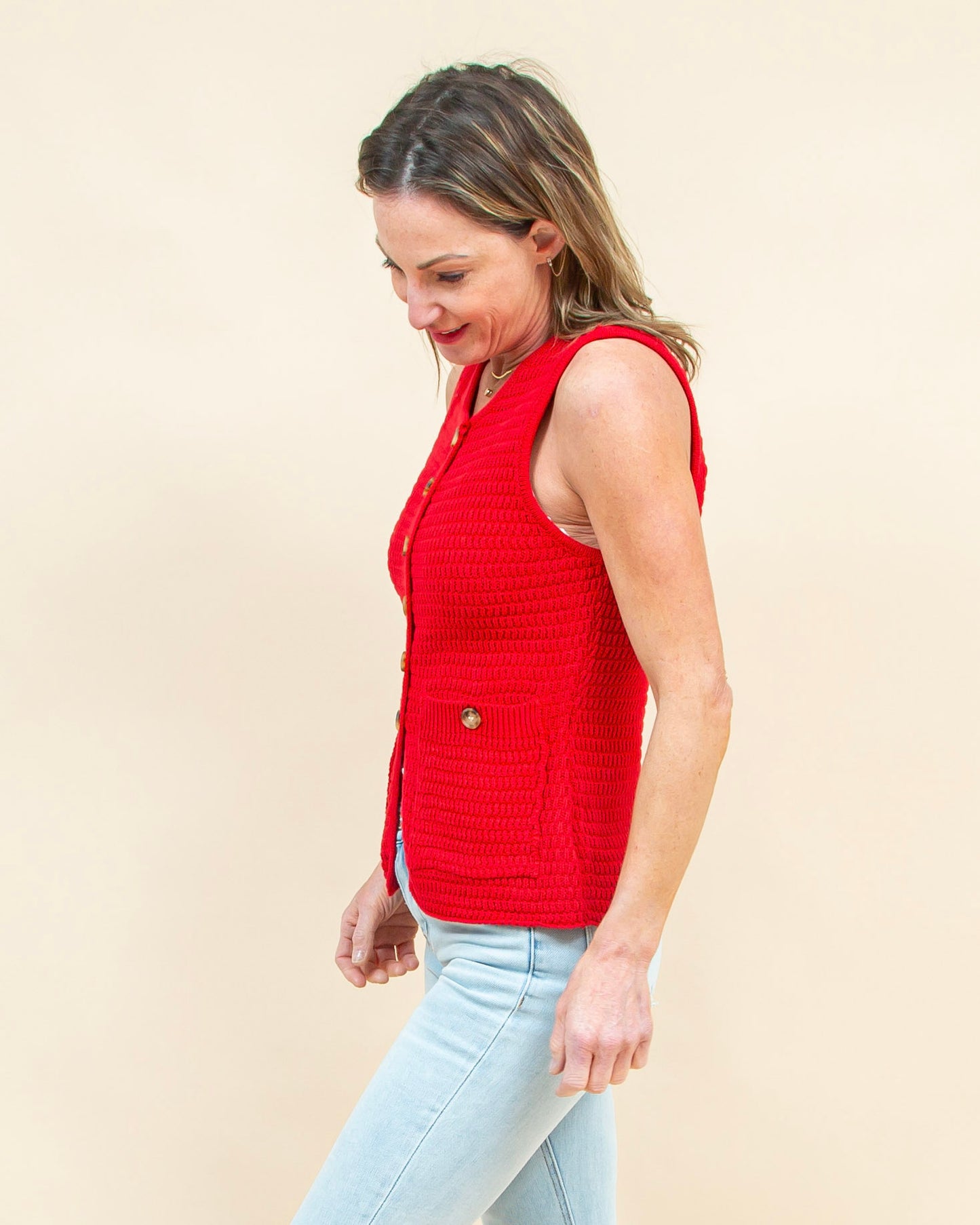 Classic Affair Sweater Vest in Red (8965988614395)