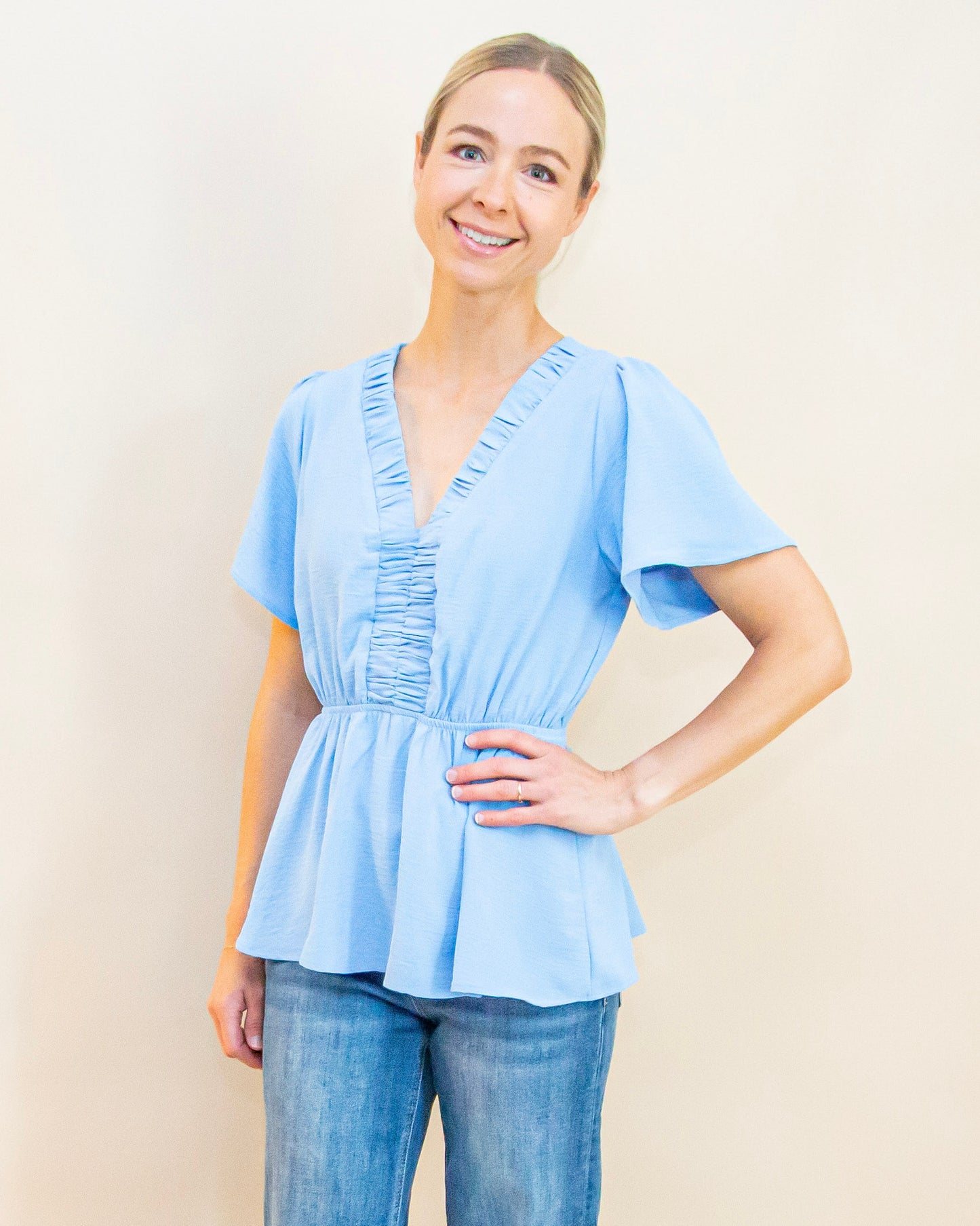 Soft Flutter Top in Blue (8965989073147)