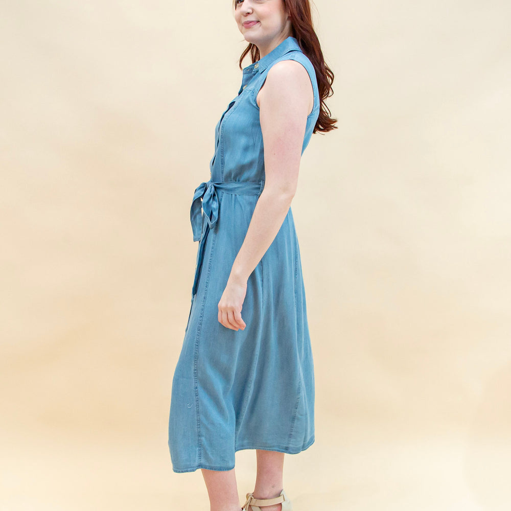 Curated Charm Midi Dress in Chambray (8955518812411)