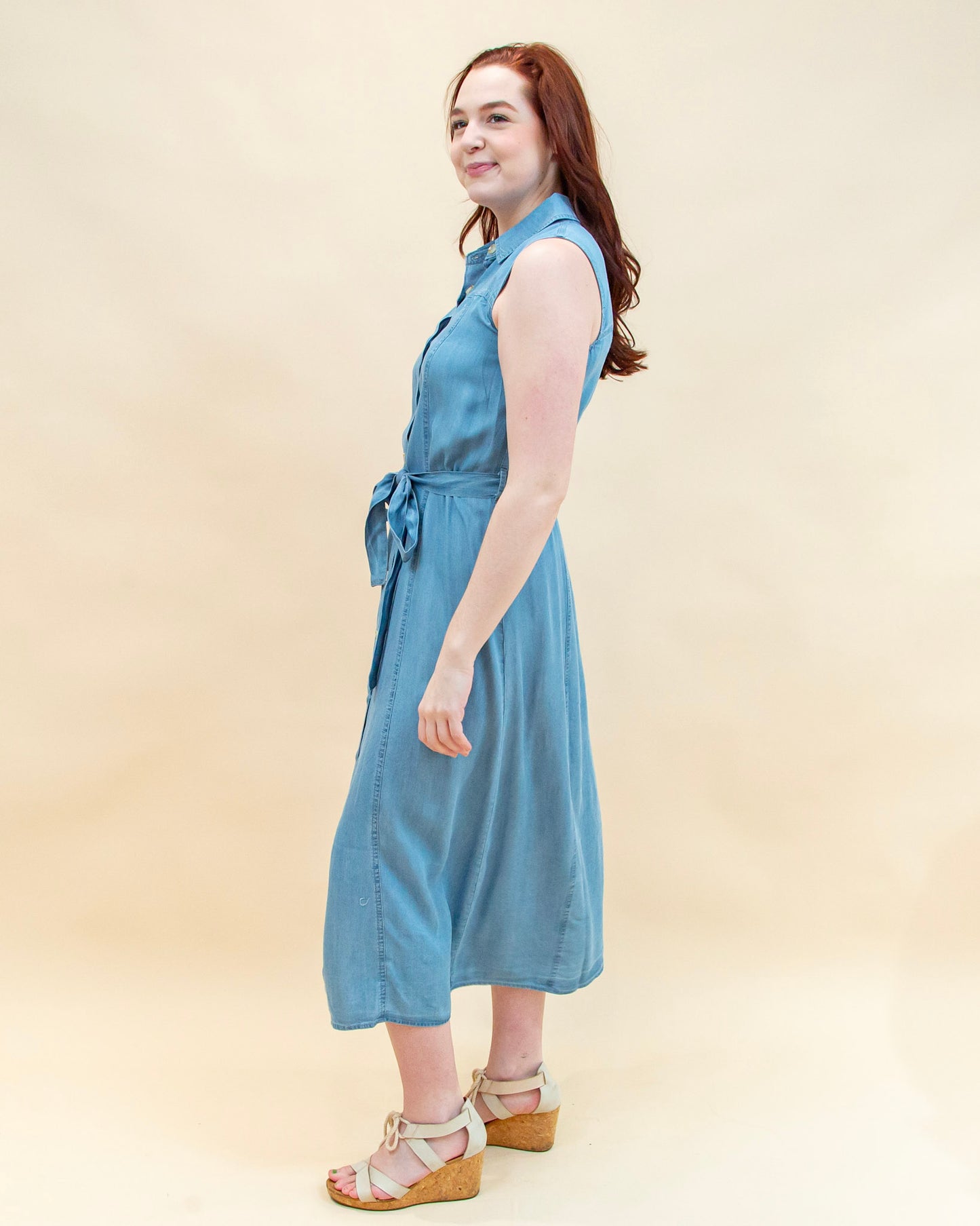 Curated Charm Midi Dress in Chambray (8955518812411)