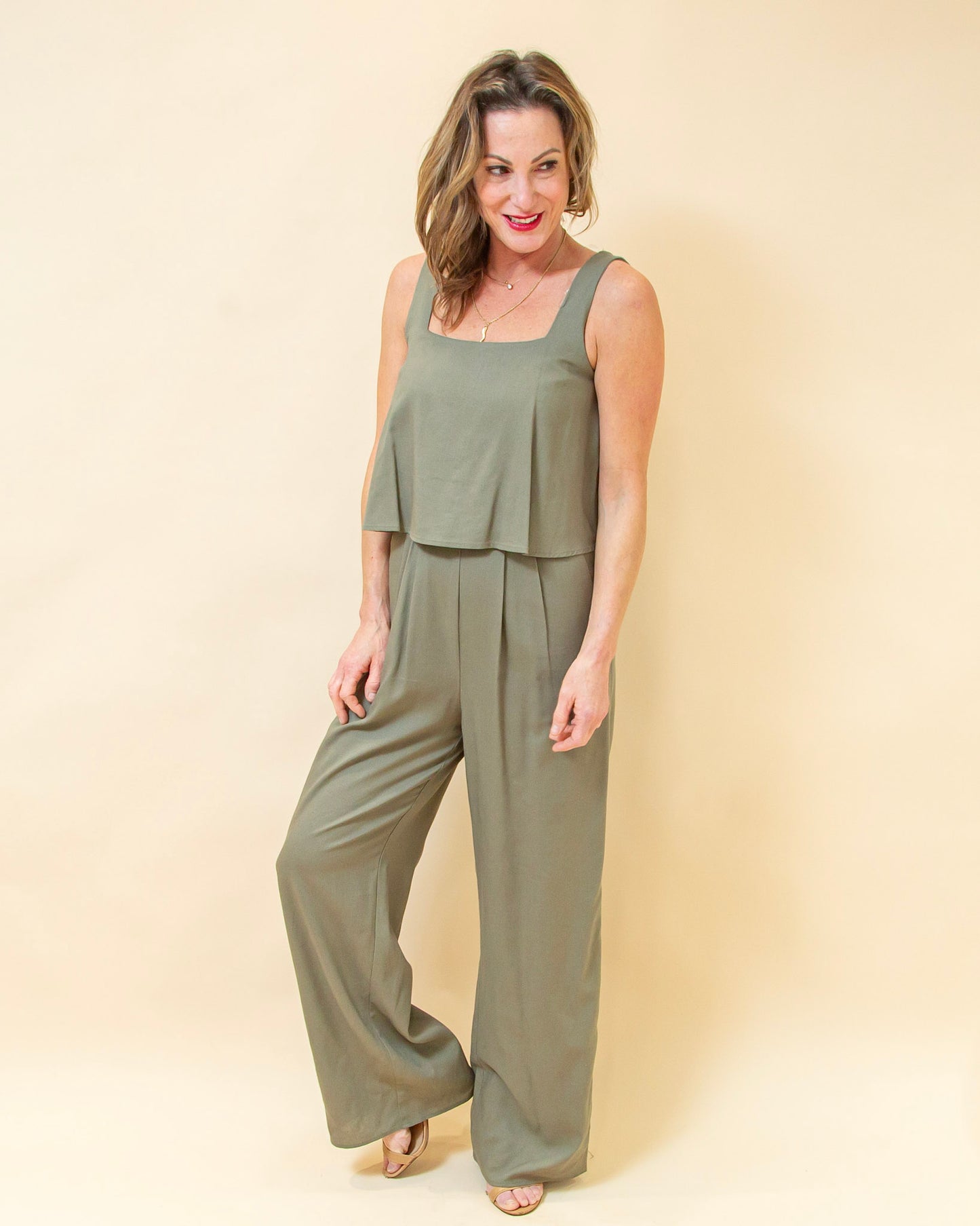 Open Opportunities Jumpsuit in Olive (8940314198267)