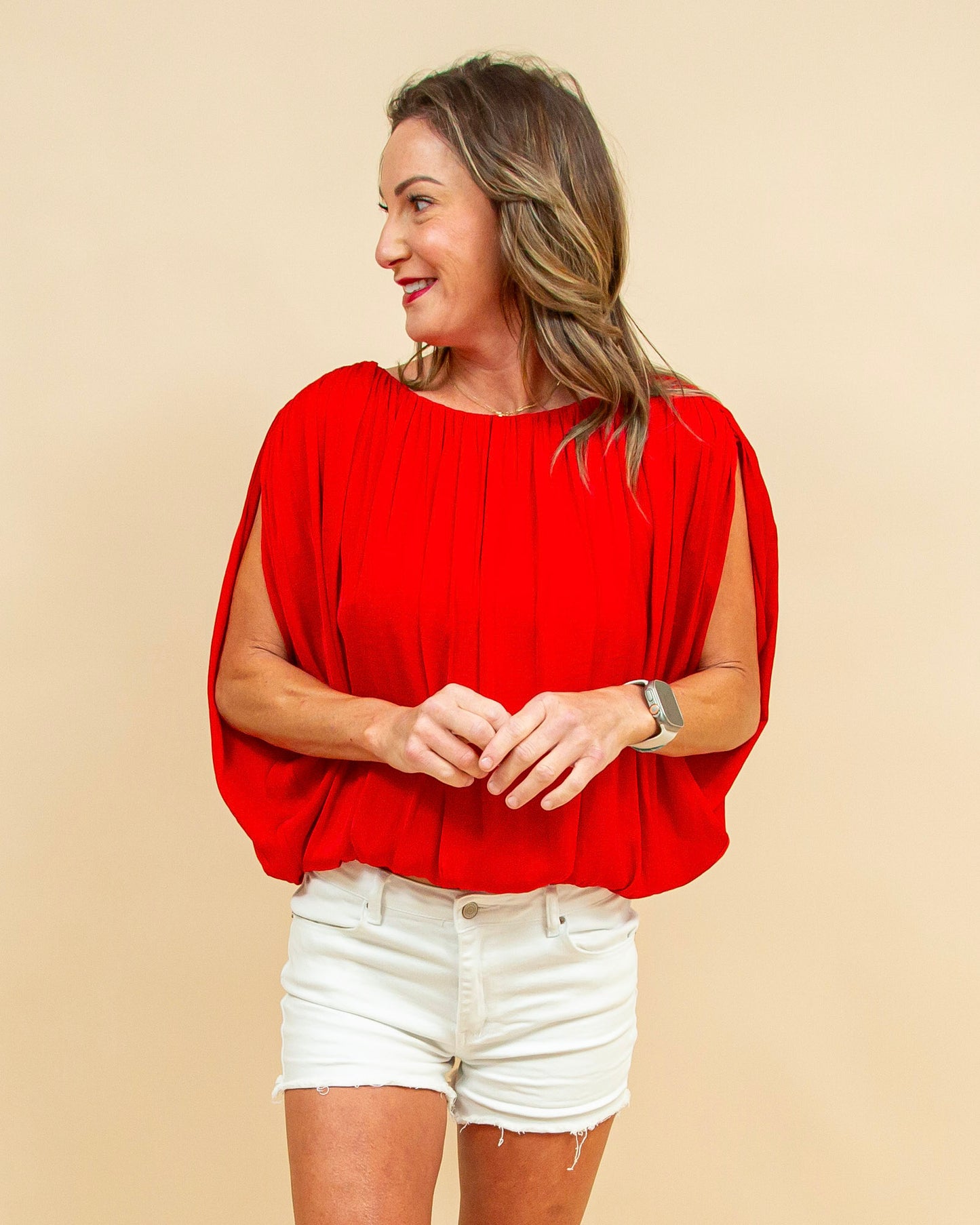Meet Me in Crete Blouse in Racing Red (9038463303931)